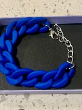 Bold Cobalt Blue Chunky Chain Bracelet